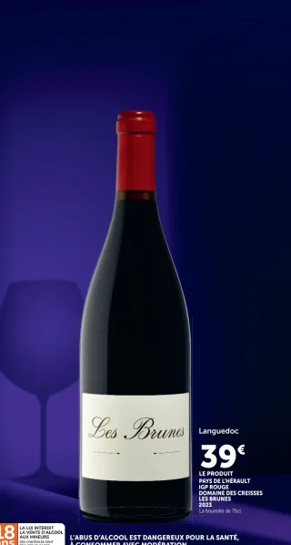 PAYS DE L'HÉRAULT IGP ROUGE DOMAINE DES CREISSES LES BRUNES 2023