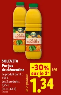 SOLEVITA Pur jus de clémentine