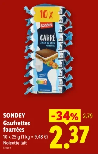 SONDEY Gaufrettes fourrées