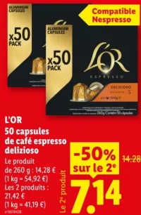 L'OR 50 capsules de café espresso delizioso