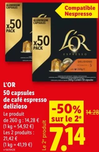 L'OR 50 capsules de café espresso delizioso