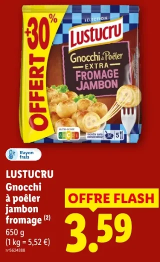Lustucru Gnocchi à poêler jambon fromage