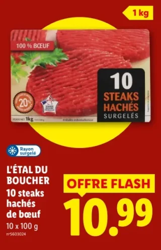 L'étal du boucher 10 steaks hachés de boeuf