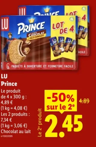 LU Prince Chocolat au lait Lot de 4