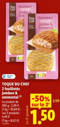 Toque du Chef 2 feuilletés jambon & emmental