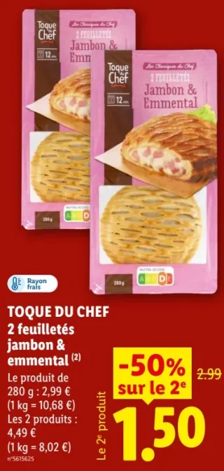 Toque du Chef 2 feuilletés jambon & emmental
