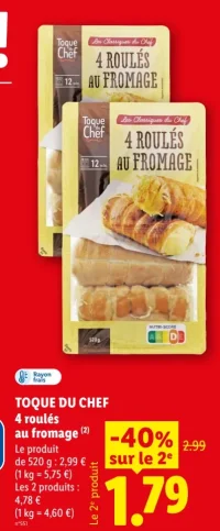 Toque du Chef 4 roulés au fromage