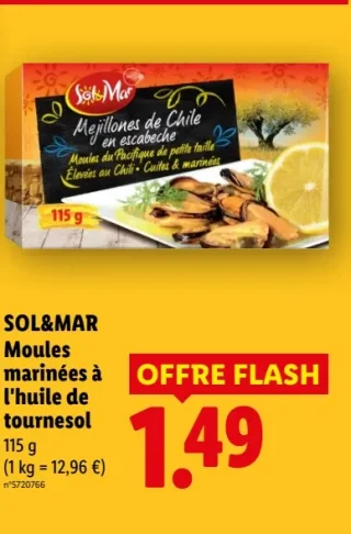 SOL&MAR Moules marinées à l'huile de tournesol
