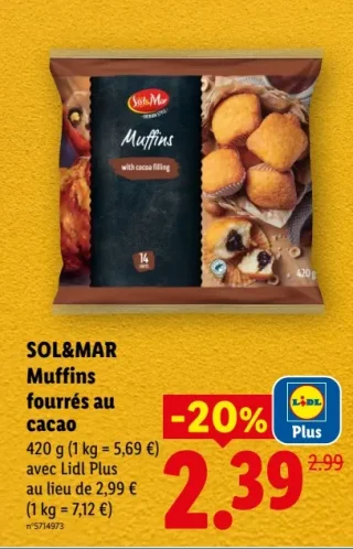 SOL&MAR Muffins fourrés au cacao