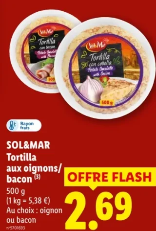 SOL&MAR Tortilla aux oignons/bacon