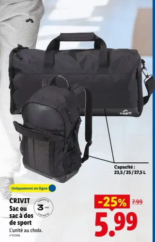 CRIVIT Sac ou sac à dos de sport
