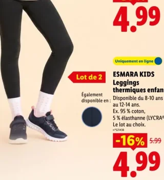 ESMARA KIDS Leggings thermiques enfant