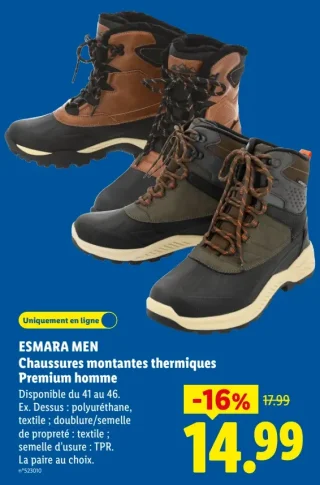 ESMARA MEN Chaussures montantes thermiques Premium homme