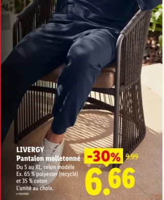 LIVERGY Pantalon molletonné