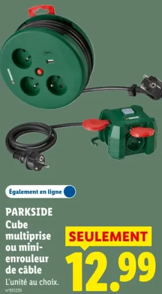 PARKSIDE Cube multiprise ou mini-enrouleur de câble