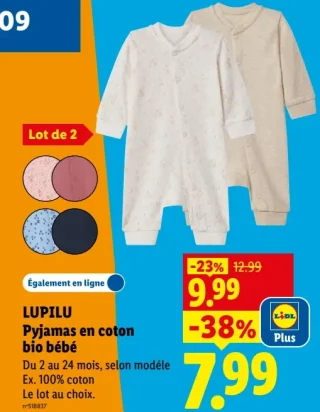 Lupilu Pyjamas en coton bio bébé