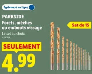 PARKSIDE Forets, mèches ou embouts vissage