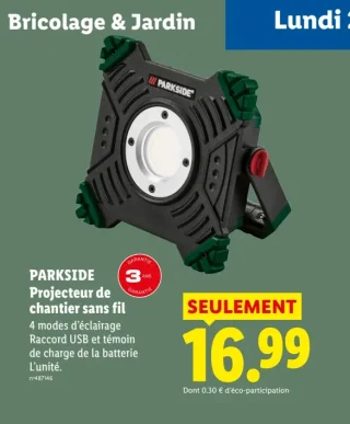 PARKSIDE Projecteur de chantier sans fil