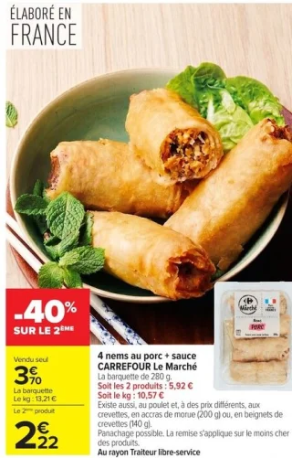4 nems au porc + sauce CARREFOUR Le Marché