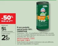 8 sacs poubelle spécial jardin 130 L CARREFOUR