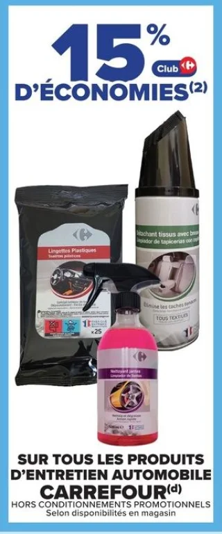-15% sur tous les produits d'entretien automobile CARREFOUR