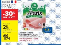 Jambon Le Paris CARREFOUR CLASSIC'