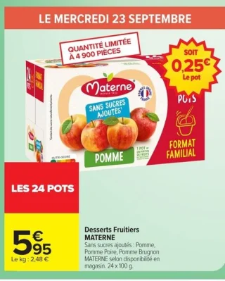 Desserts Fruitiers MATERNE Sans sucres ajoutés