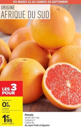 Pomelo Variété Star ruby