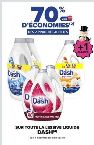Sur toute la lessive liquide Dash