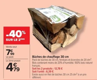 Bûches de chauffage 30 cm