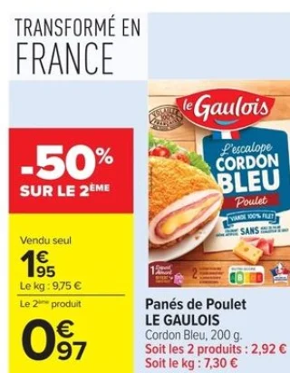 Panés de Poulet LE GAULOIS Cordon Bleu