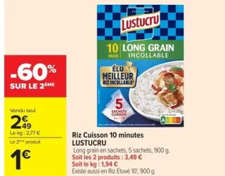 Riz Cuisson 10 minutes LUSTUCRU