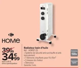 Radiateur bain d'huile Home HOR1E7-25