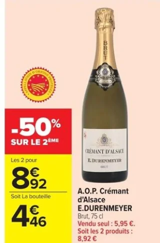 A.O.P. Crémant d'Alsace E.DURENMEYER Brut