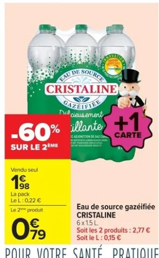 Eau de source gazéifiée CRISTALINE