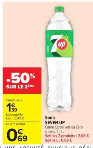 Soda SEVEN UP Citron Citron vert ou Zéro sucres