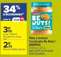 Pâte à tartiner Cacahuète Be Nuts ! ANDROS
