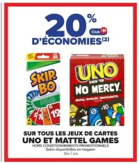 -20% sur tous les jeux de cartes Uno et Mattel Games