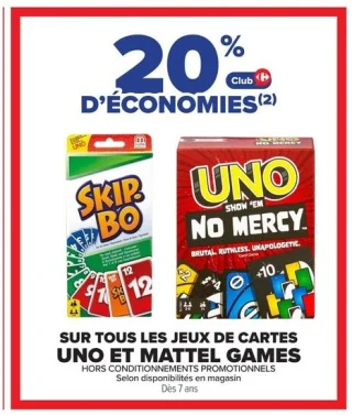 -20% sur tous les jeux de cartes Uno et Mattel Games