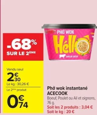 Phở wok instantané ACECOOK Hello