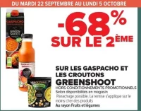 Sur les gaspacho et les croutons GREENSHOOT