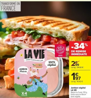 Jambon végétal LA VIE Nature ou Fumé