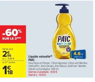 Liquide vaisselle Paic Easy Dose en Pompe