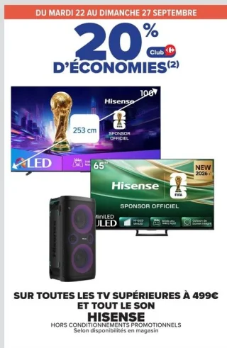 Hisense - TV supérieures à 499€ et tout le son