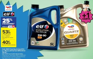 Huile 5W30 Total Quartz Ineo ECS / LL / MC3 ou Elf Full tech RPX/C4/C3/ TDI 5L