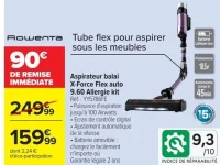 Aspirateur balai X-Force Flex auto 9.60 Allergie kit Rowenta