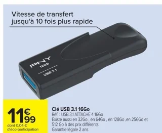 Clé USB 3.1 16Go PNY ATTACHE 4