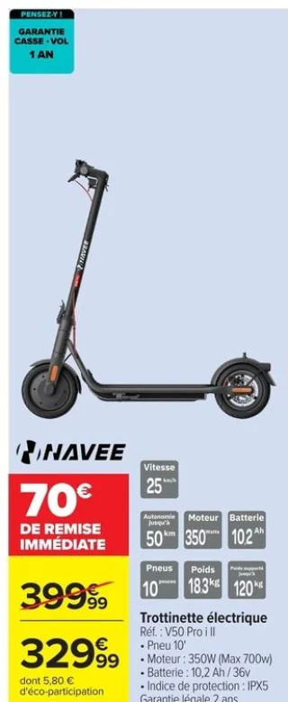 Trottinette électrique Navee V50 Pro i II