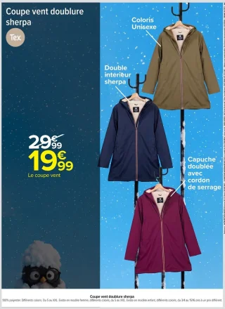Coupe vent doublure sherpa Tex