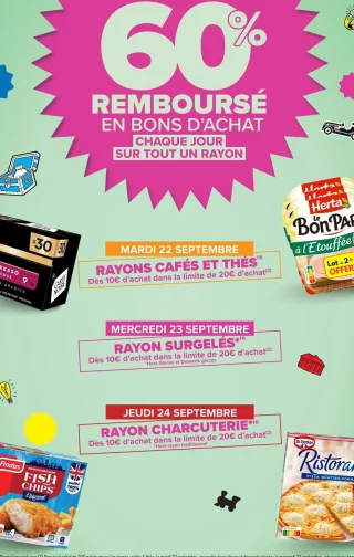 60% REMBOURSE EN BONS D'ACHAT